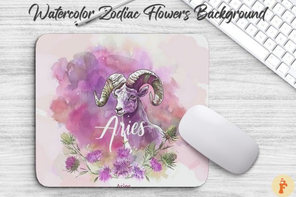 Aries Zodiac Flowers Background