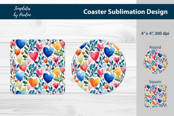Blue Heart Square Coaster Sublimation