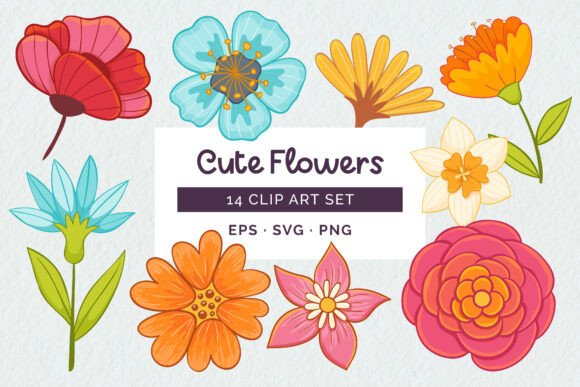Colorful Isolated Flower Set