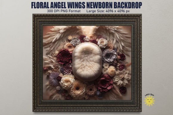 Floral Angel Wings Newborn Backdrop