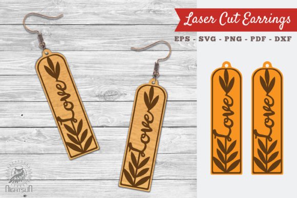 Floral Love Laser Cut Earrings SVG 2