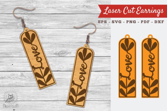 Floral Love Laser Cut Earrings SVG 4