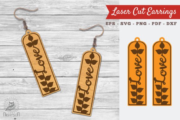 Floral Love Laser Cut Earrings SVG 9