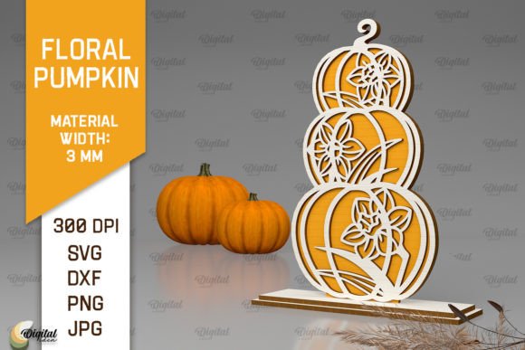 Floral Pumpkin Laser Cut. Fall Pumpkin