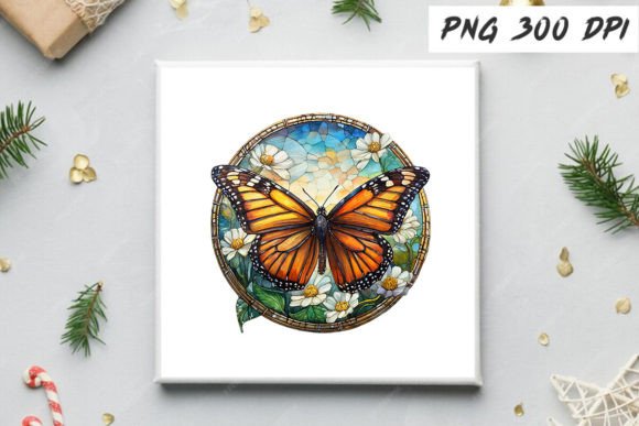 Monarch Butterfly Stained Glass Clipart