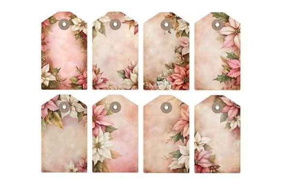 Pink Poinsettia Tags