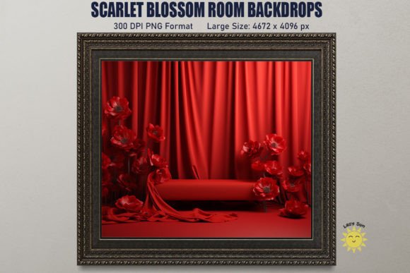 Scarlet Blossom Room Backdrop
