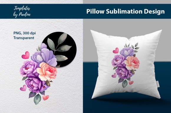 Violet Flower Sublimation Pillow Design