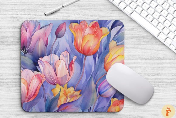 Watercolor Tulip Flowers Background