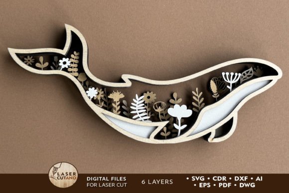 Whale Floral Ornamented Template